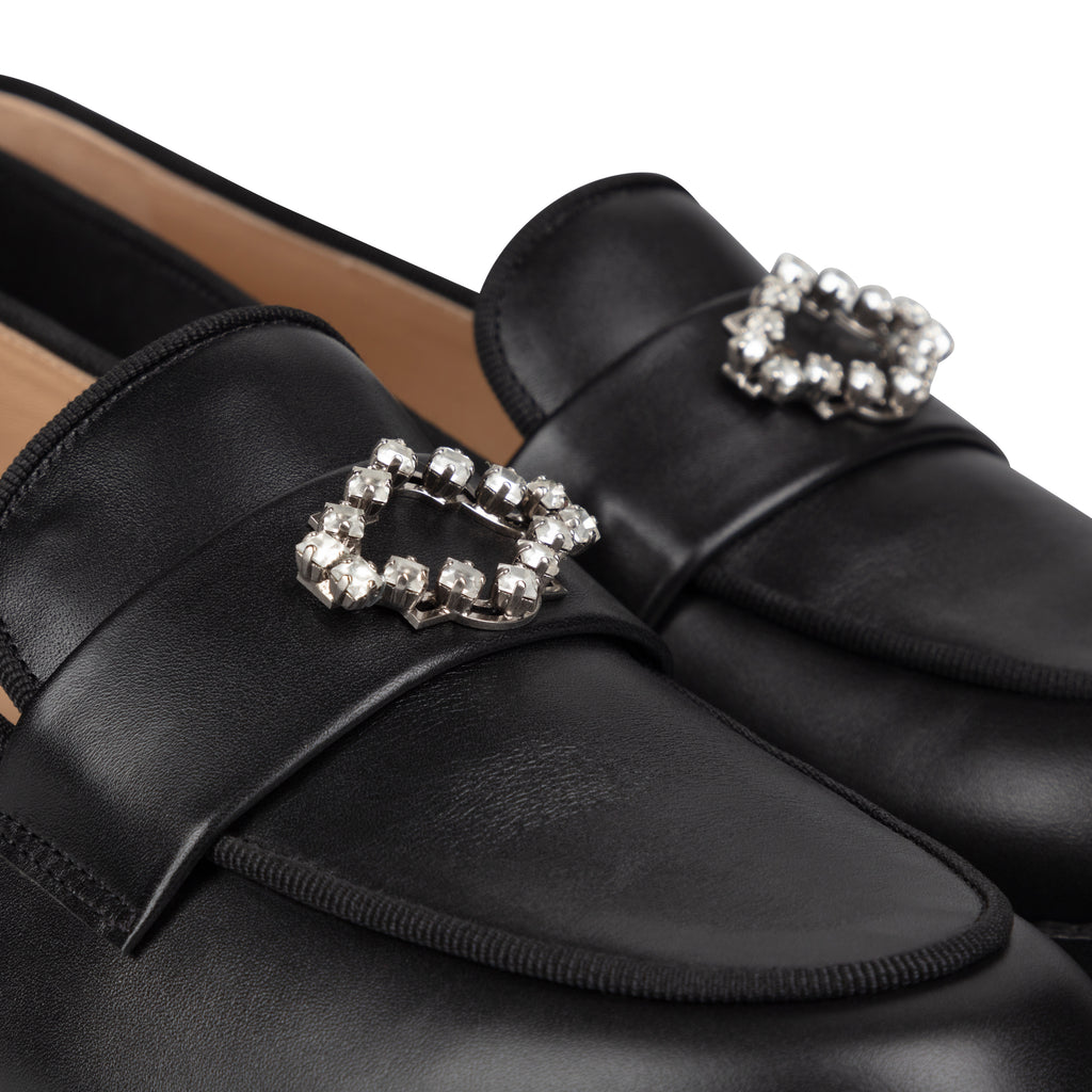 Womens black leather penny loafers 